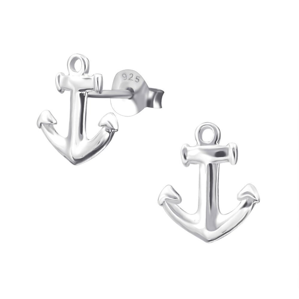 Sterling Silver Dainty Anchor Stud Earrings